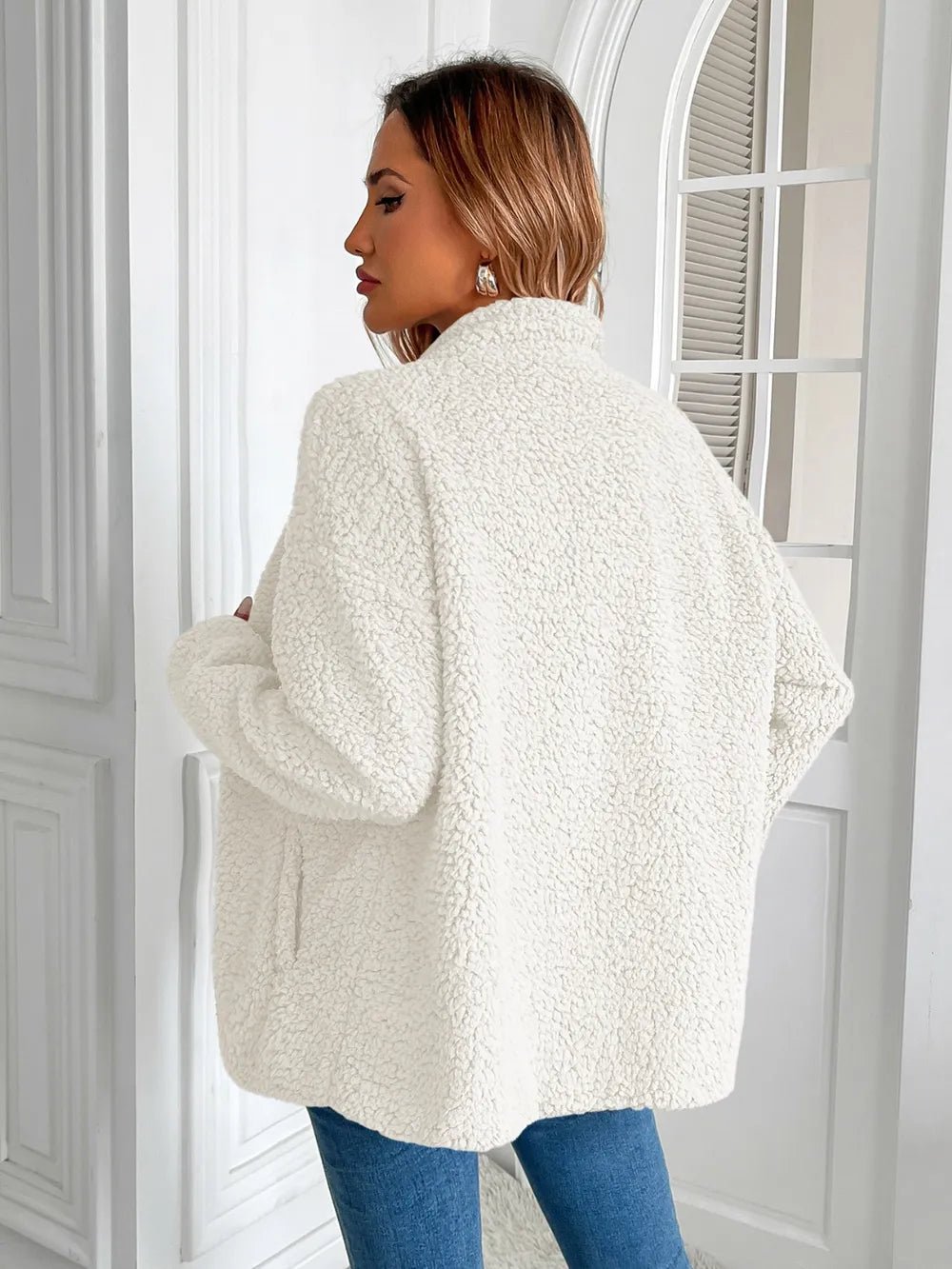 Ivy Lane Zip Up Long Sleeve Fuzzy Jacket - Chic Elegance