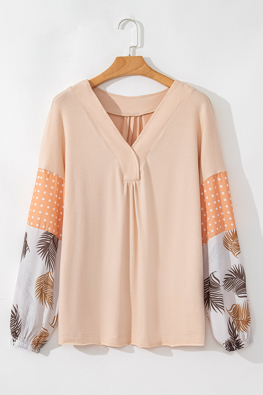 Alora Palm Leaves Polka Dot Loose Blouse - Image #0