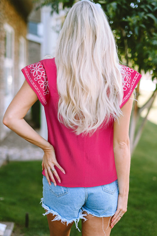 Murphy Floral Embroidered Sleeve Blouse - Image #0