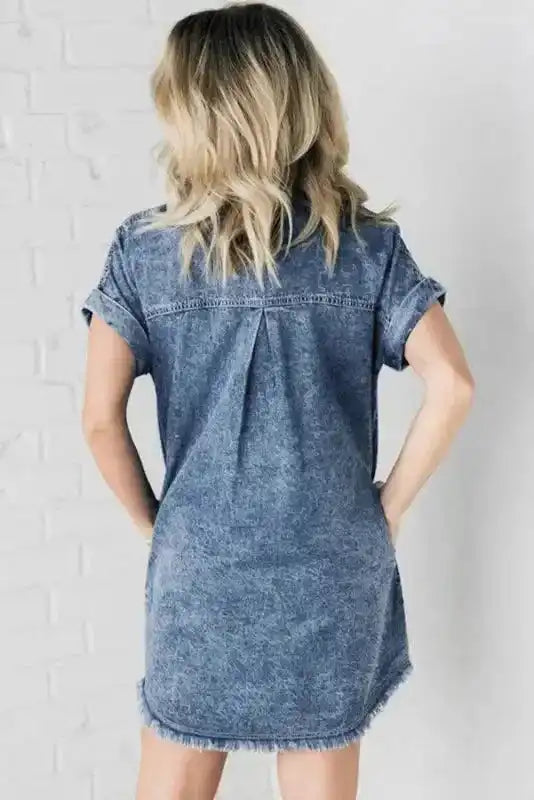 Blue Wash Mini Denim Dress-1