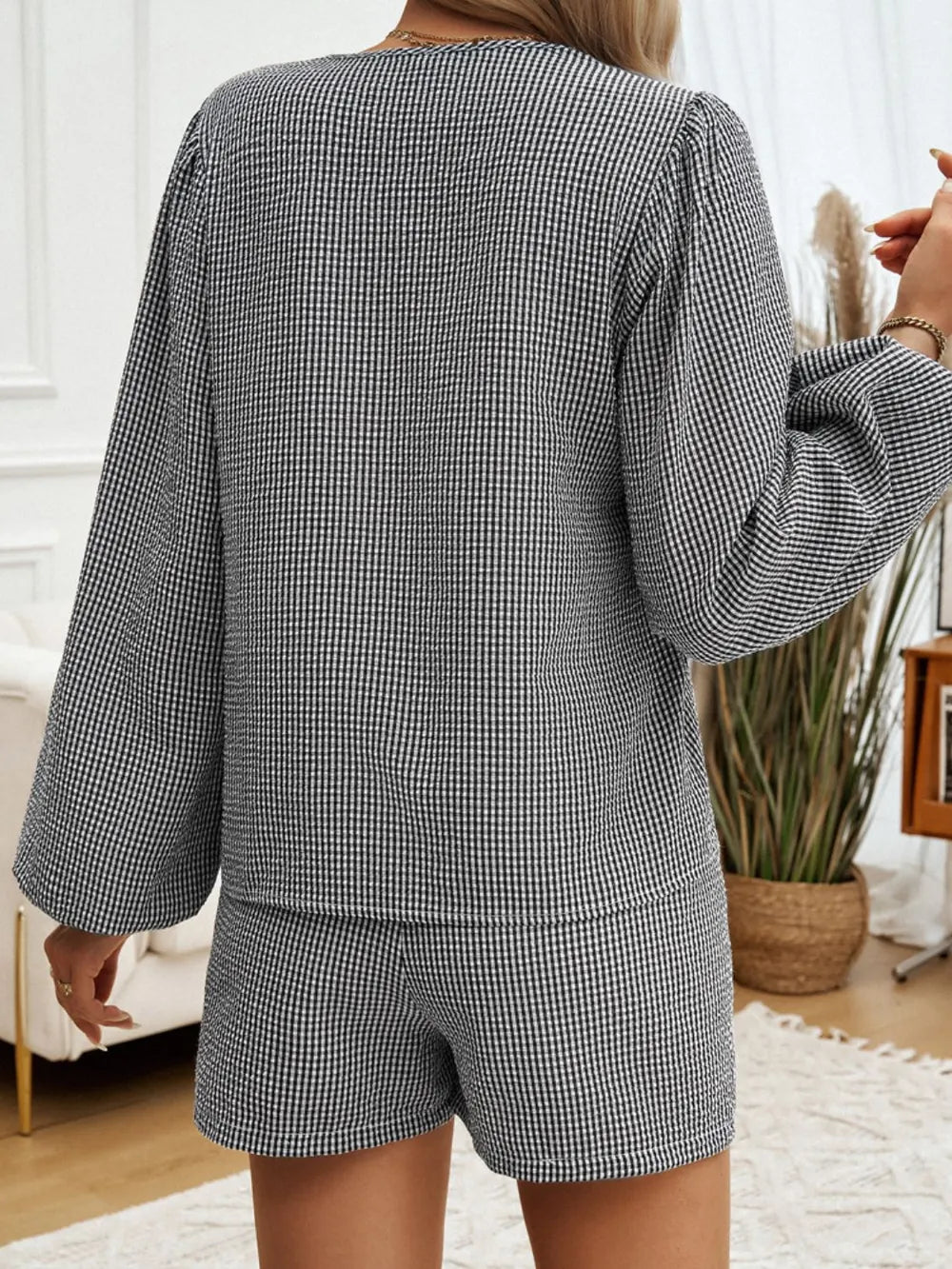 Devine Tied Long Sleeve Top and Shorts Set - Chic Elegance