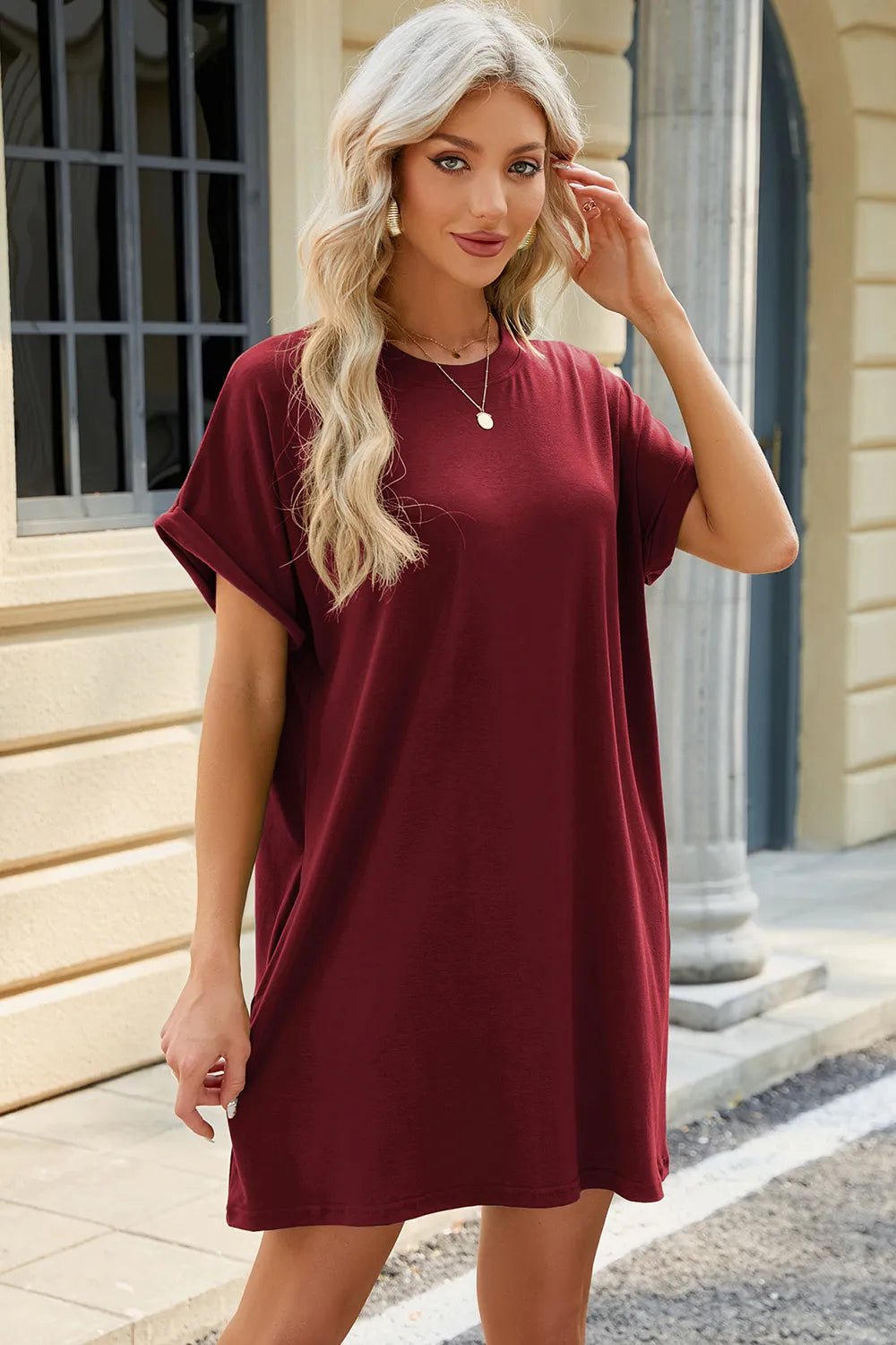 Florira Short Sleeve Mini Dress with Pockets - Chic Elegance