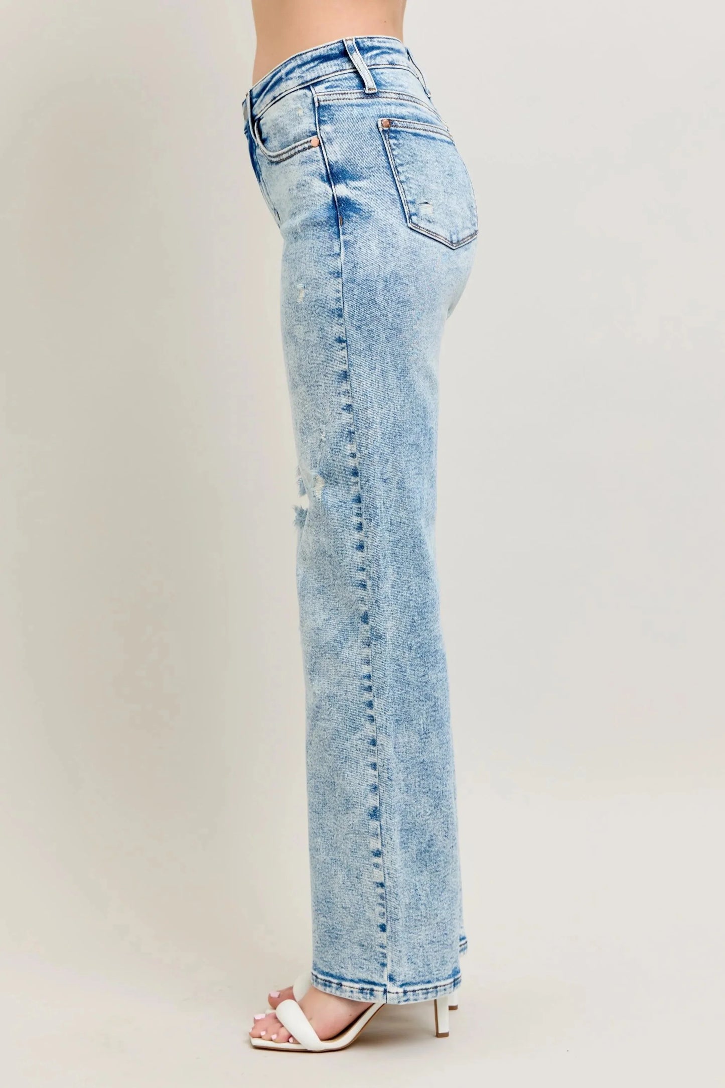 Judy Blue Full Size Hw Mineral Wash Destroy 90's Straight Jeans Plus Size-3