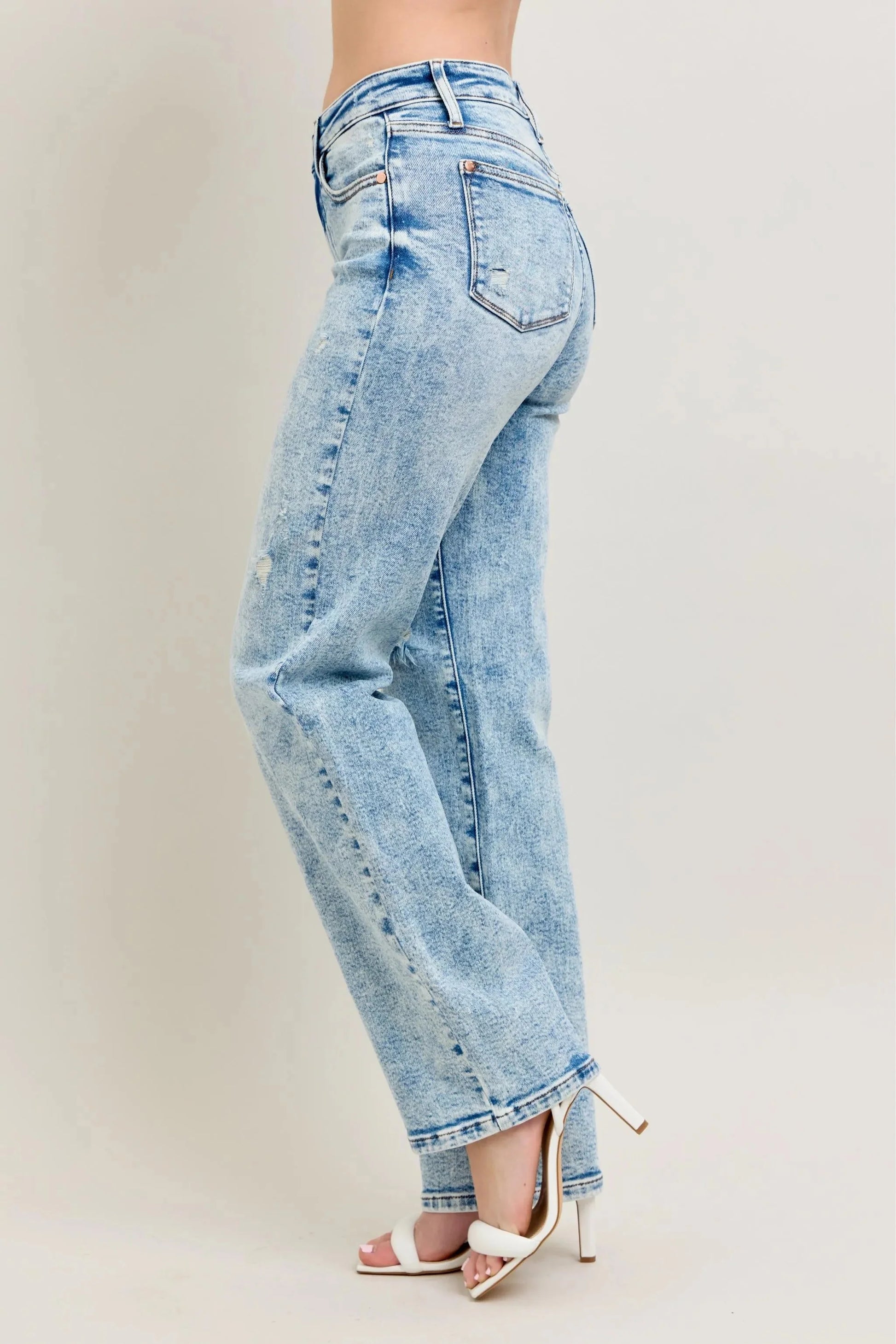Judy Blue Full Size Hw Mineral Wash Destroy 90's Straight Jeans Plus Size-2