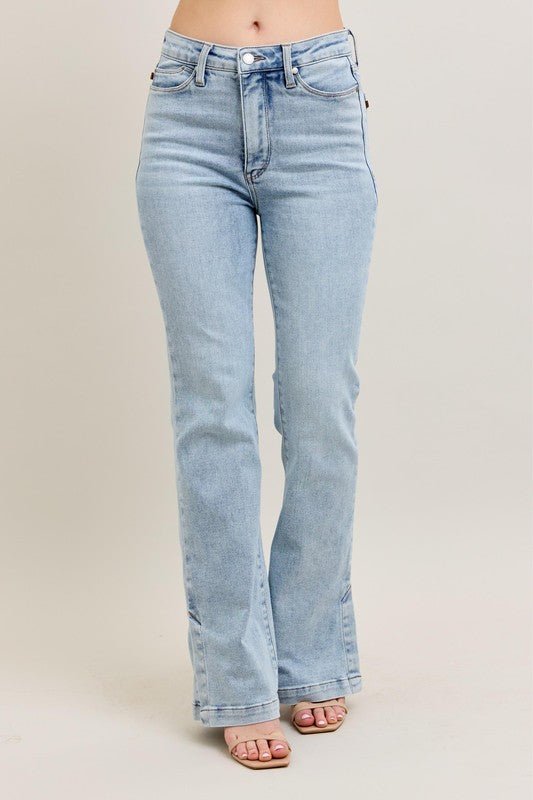 Judy Blue Full Size Tummy Control Vintage Wash Side Slit Slim Boot Jeans Plus Size-1