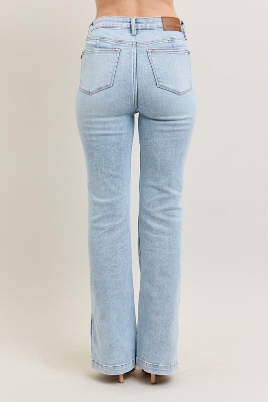 Judy Blue Full Size Tummy Control Vintage Wash Side Slit Slim Boot Jeans Plus Size-4