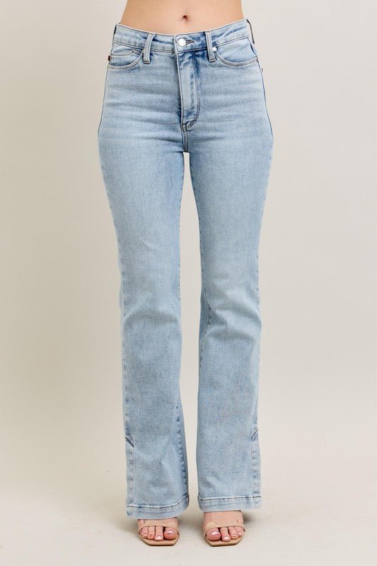 Judy Blue Full Size Tummy Control Vintage Wash Side Slit Slim Boot Jeans Plus Size-0
