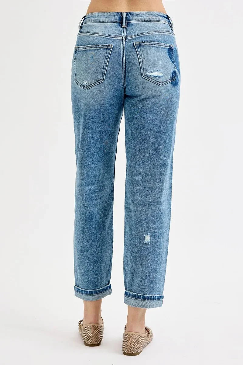 RISEN Full Size Mid Rise Fit-boyfriend Heart Shade Jeans Plus Size-4