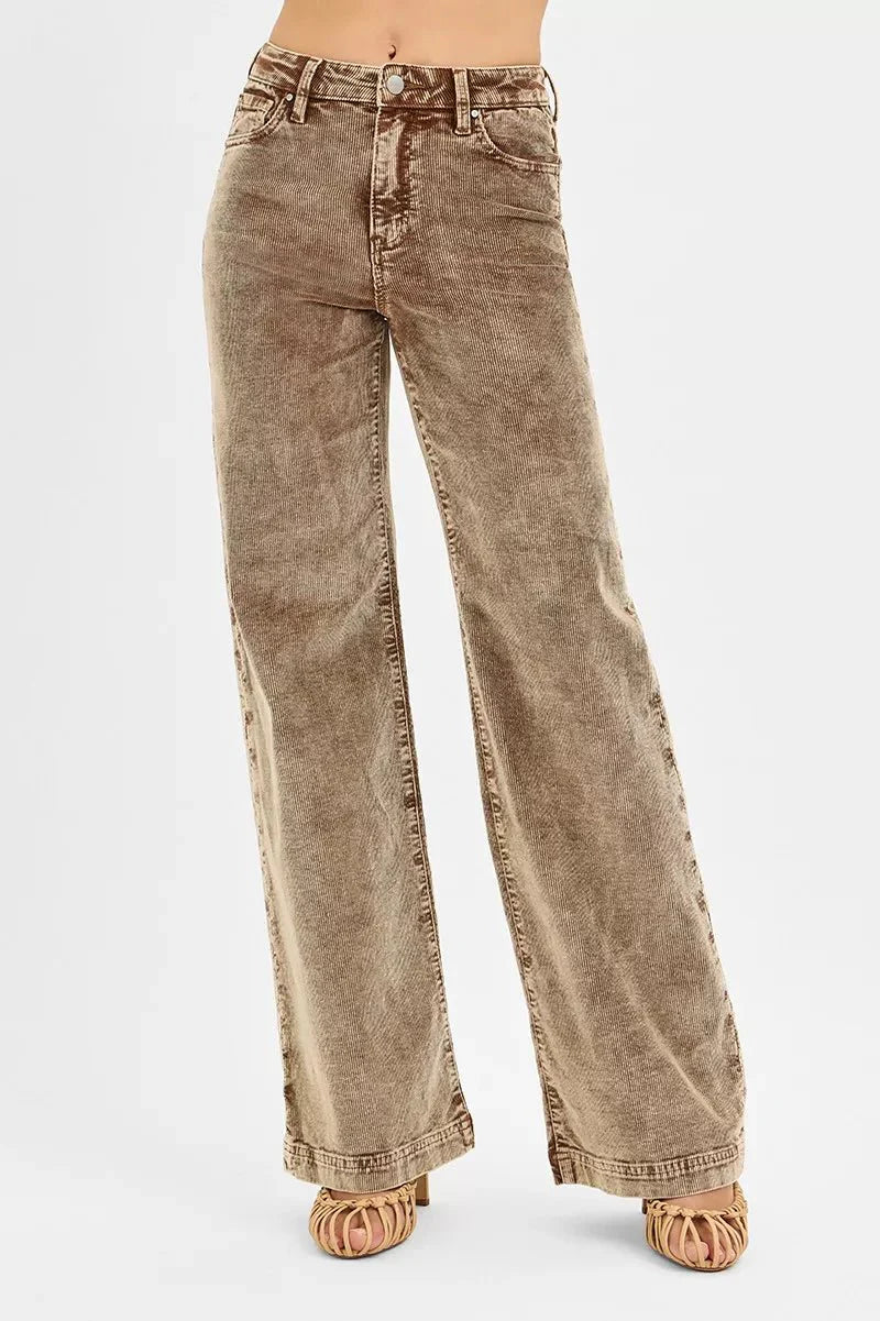 RISEN High Rise Wide Leg Corduroy-1