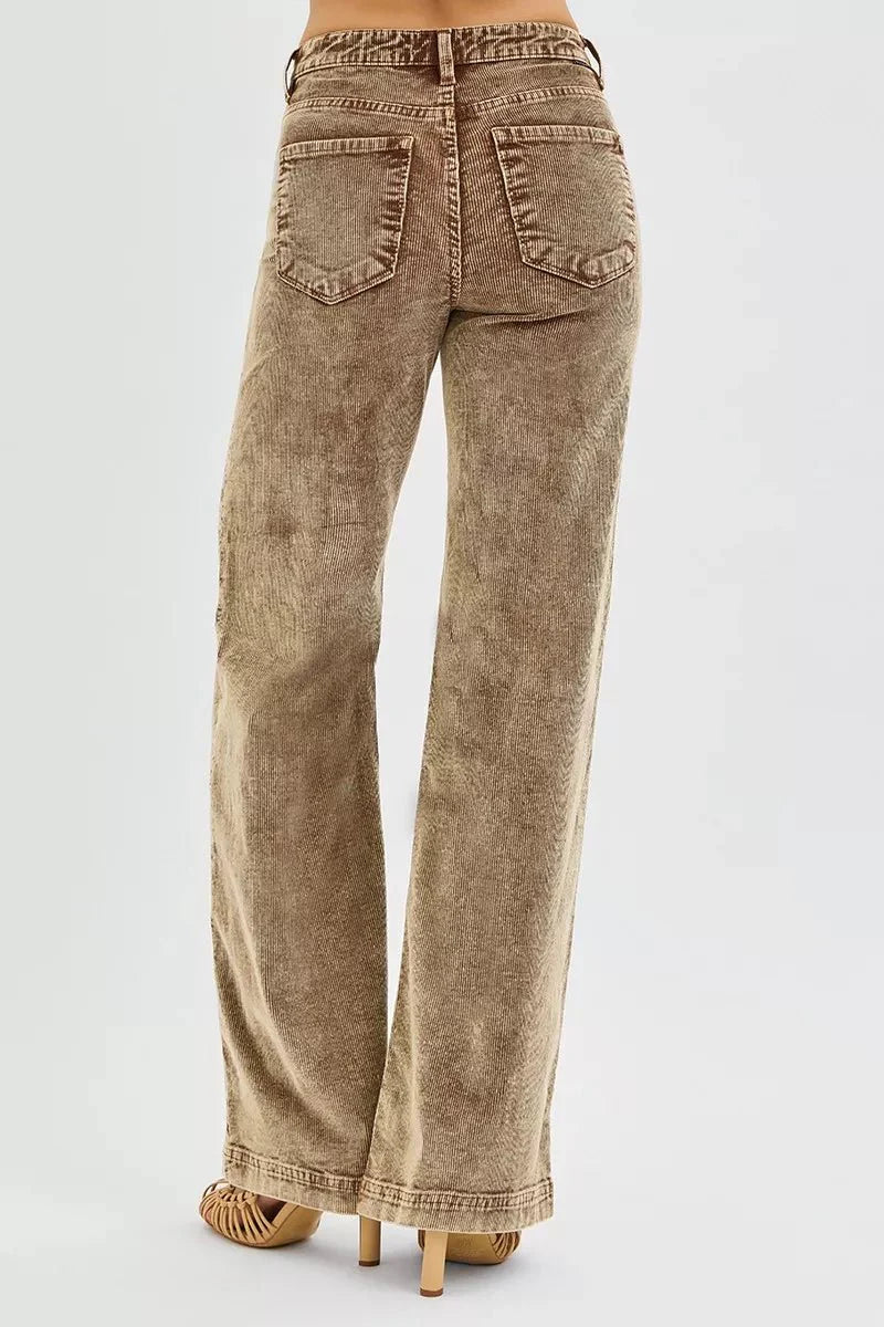 RISEN High Rise Wide Leg Corduroy-4