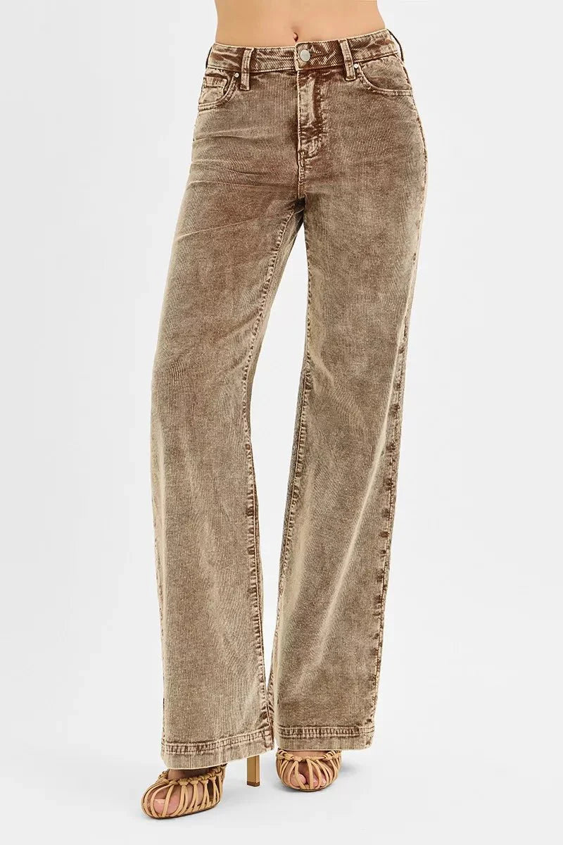 RISEN High Rise Wide Leg Corduroy-2