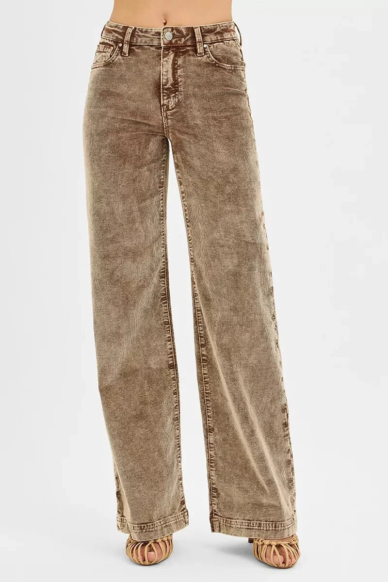 RISEN High Rise Wide Leg Corduroy-0
