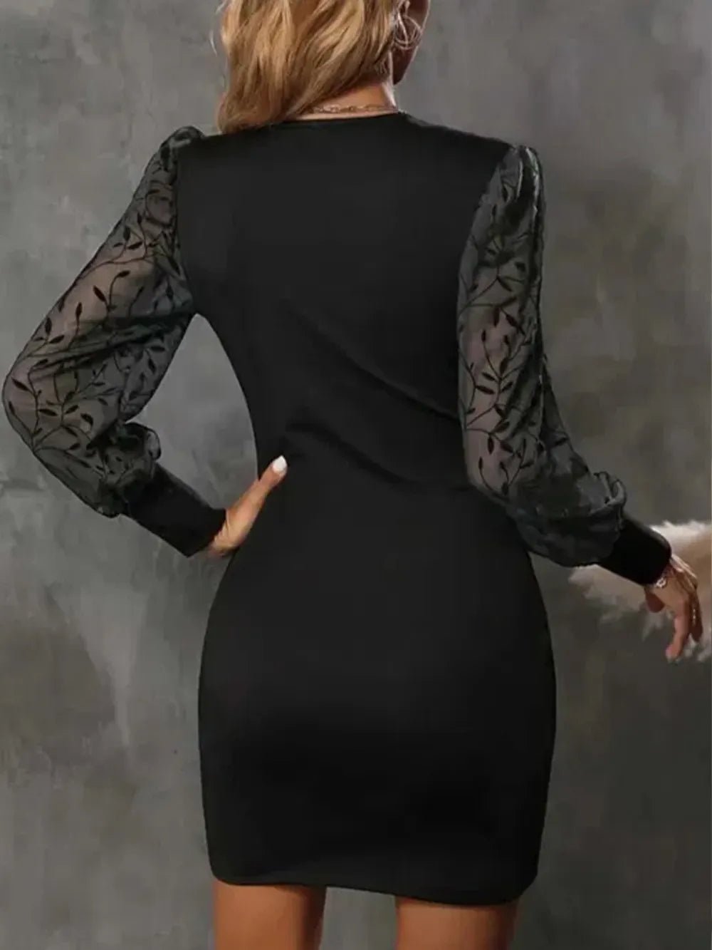 Ruched Surplice Long Sleeve Dress - Chic Elegance