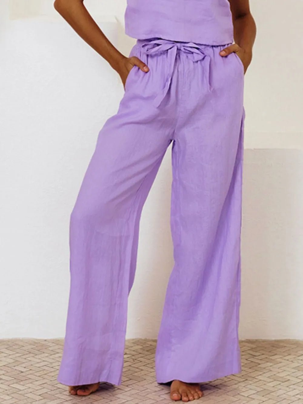 Square Neck Sleeveless Top and Pants Set - Chic Elegance