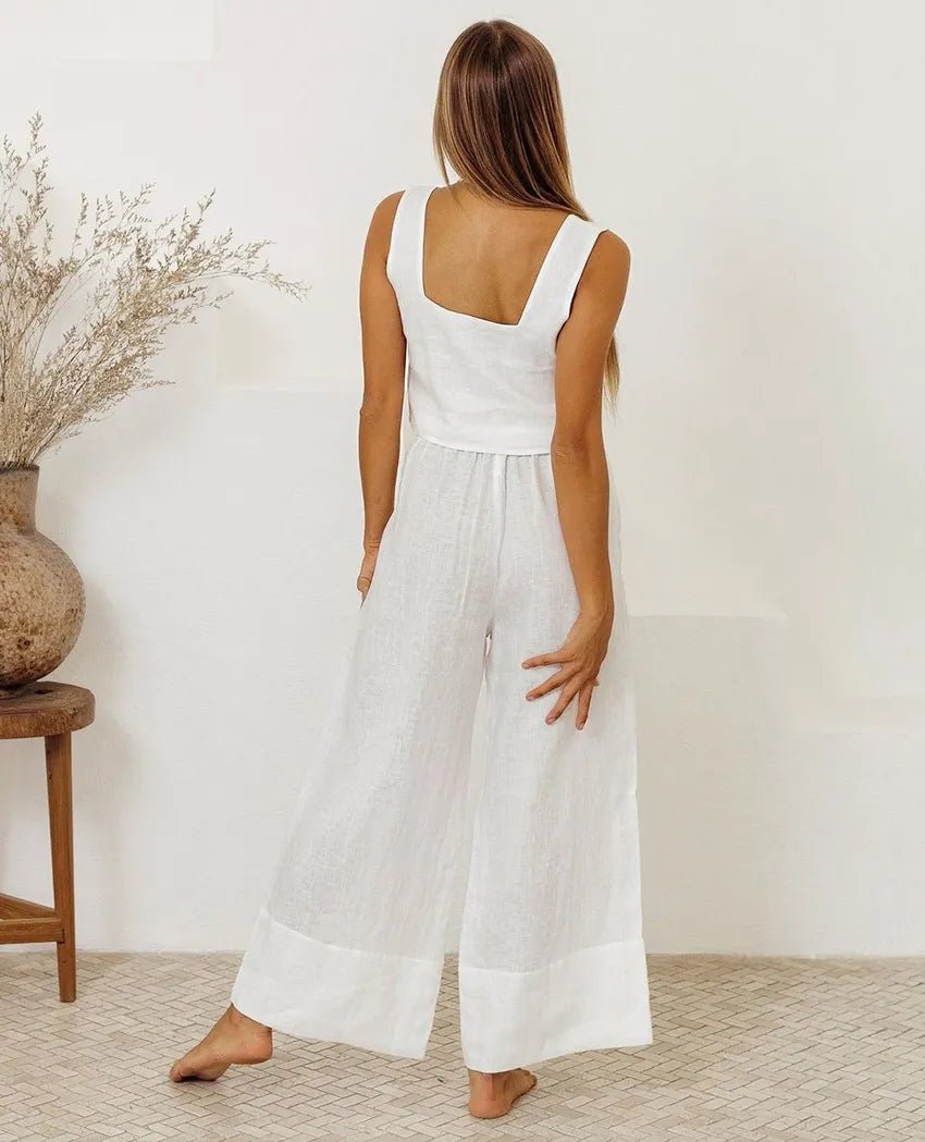 Square Neck Sleeveless Top and Pants Set - Chic Elegance