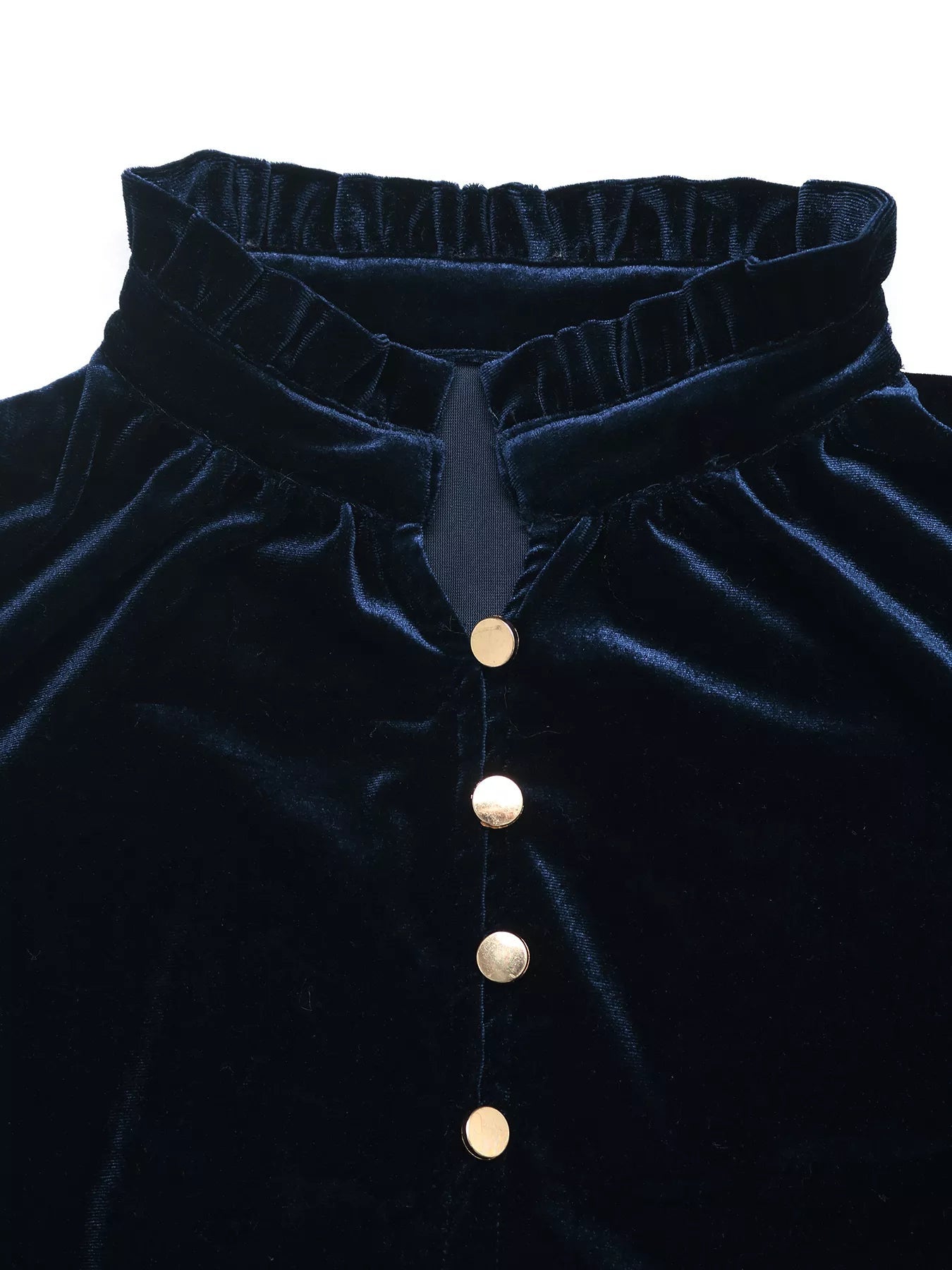 Velvet Button Front Long Sleeve Blouse - Chic Elegance